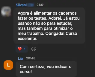 Mensagem real de aluno