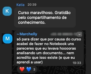 Mensagem real de aluno